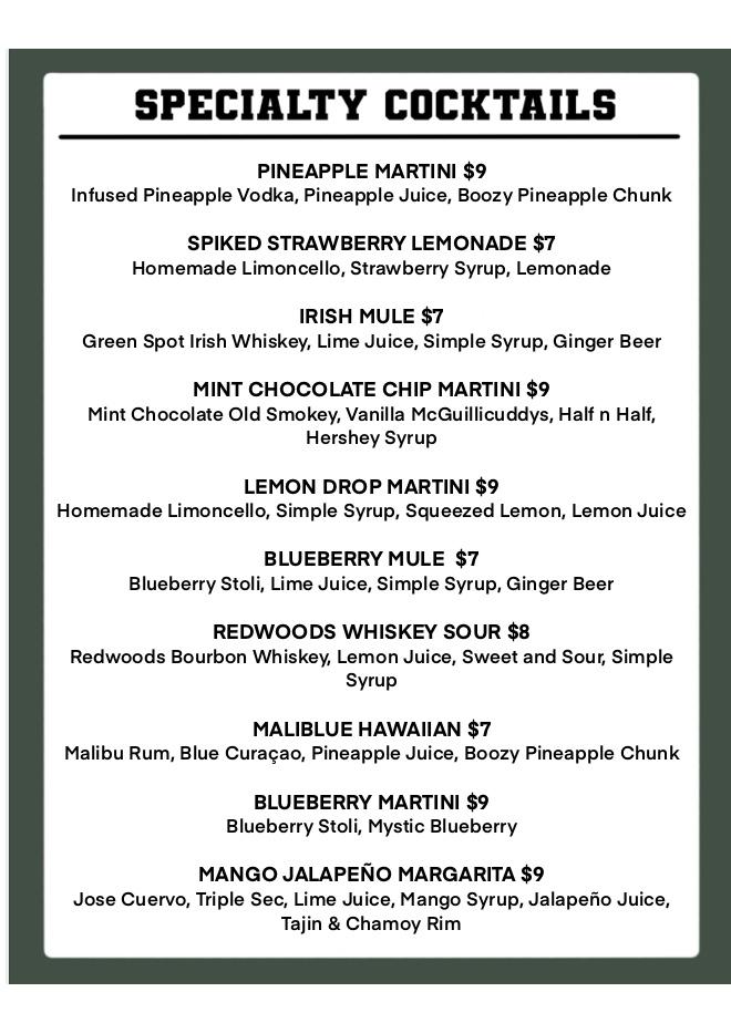 Redwoods Sports Bar & Grill Menu image 4